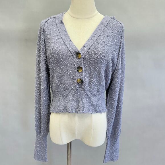 Free People Found My Friend Hoodie in Storm-lavender size Small Cropped Slouchy - Picture 1 of 15
